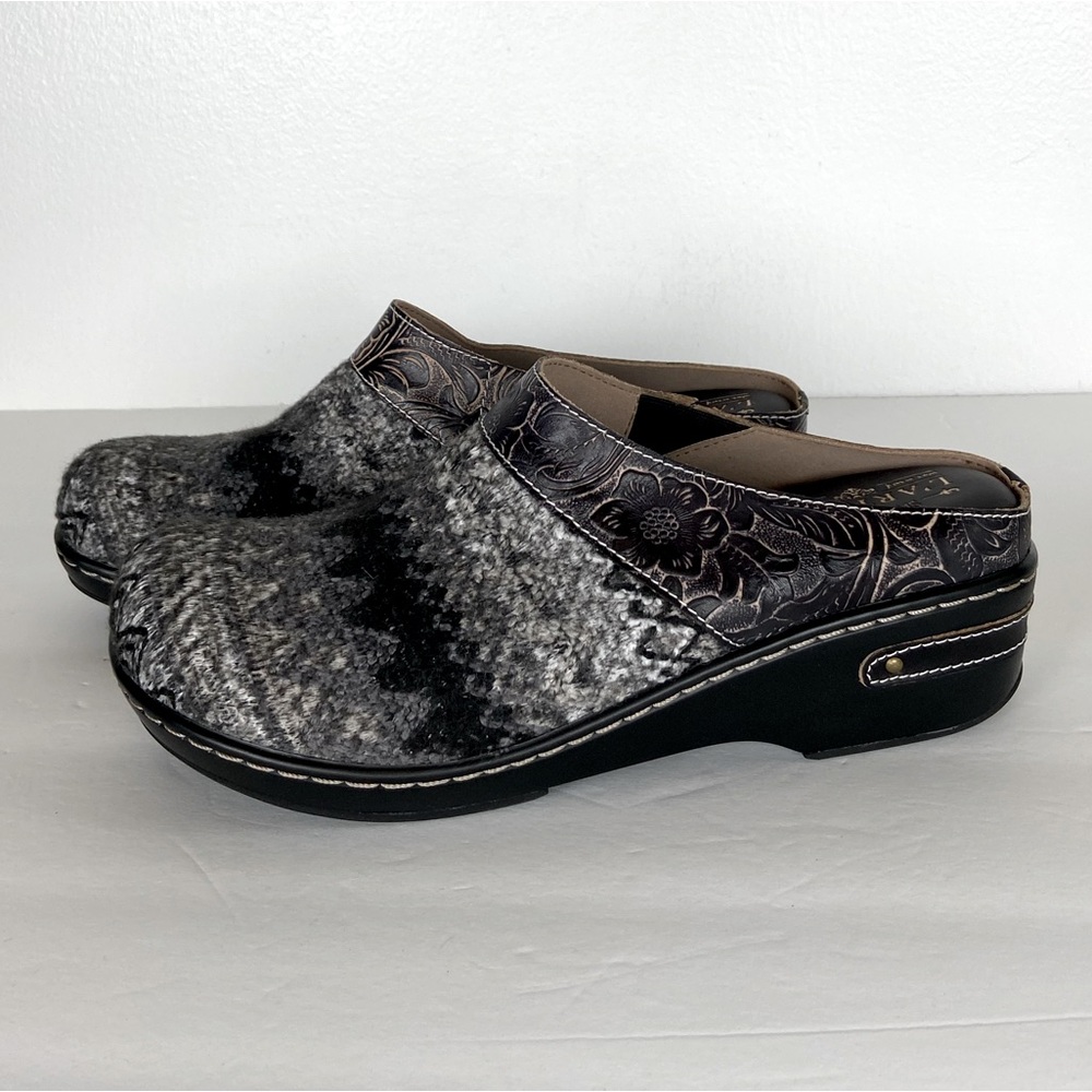 L'artiste Spring Step Zigino Women's Clogs Shoes Size 41 US 10 Gray Black Floral